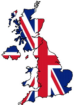 UK flag in map of UK