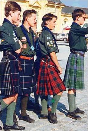 Scottish boy scouts in kilts